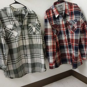 Plaid Ablanche NY button down shirts.